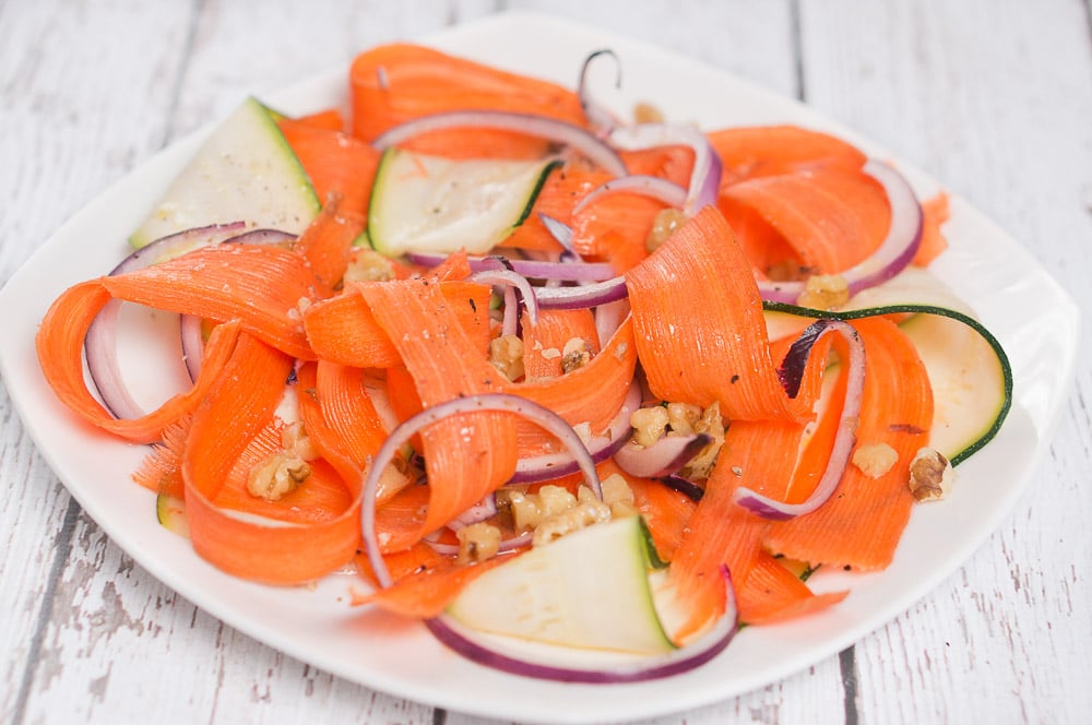 shaved carrots and zucchini salad