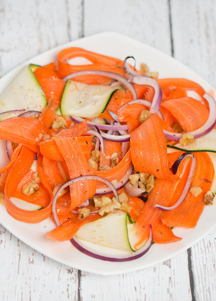 shaved carrots and zucchini salad