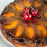 Peach Cherry Upside Down Cake | www.deliciousmeetshealthy.com