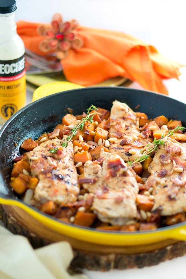 Maple Mustard Chicken and Sweet Potatoes Skillet