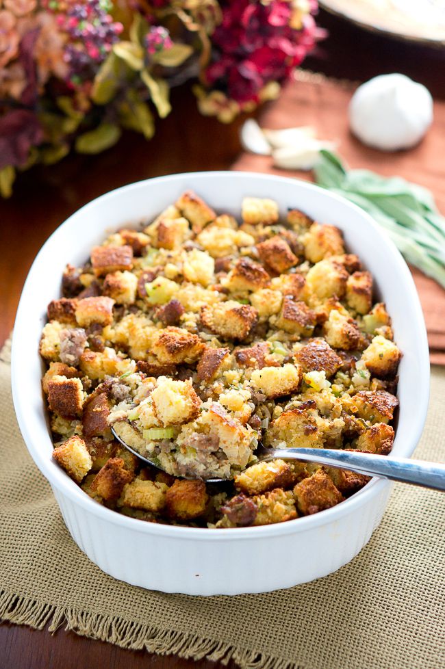 Cornbread and Sausage Stuffing (gluten free, grain free) is hands down the best stuffing I have had. Sausage, cornbread, onion, celery and fresh herbs are combined to create a great tasting stuffing you won't believe is light and healthy.