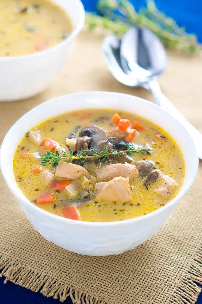 Creamy Chicken and Mushroom Soup - a wholesome, quick-to-make dish for a cold day.