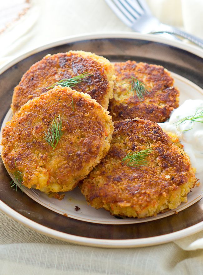 These crispy on the outside and soft on the inside potato patties are quickly done and super delicious. I like to serve them with yogurt garlic dip.