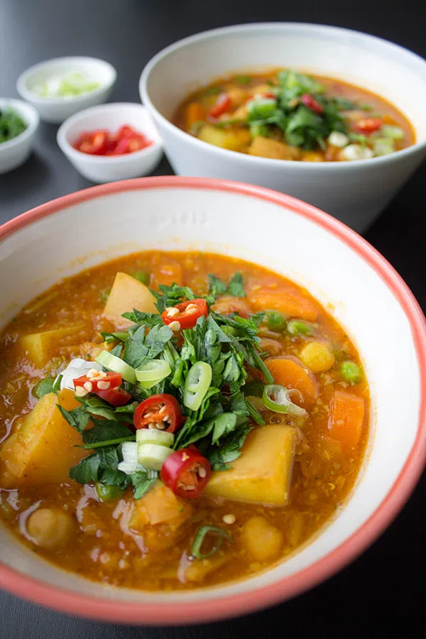 Comforting Chickpea and Lentil Soup - a hearty, protein-rich, and nourishing vegetarian meal.