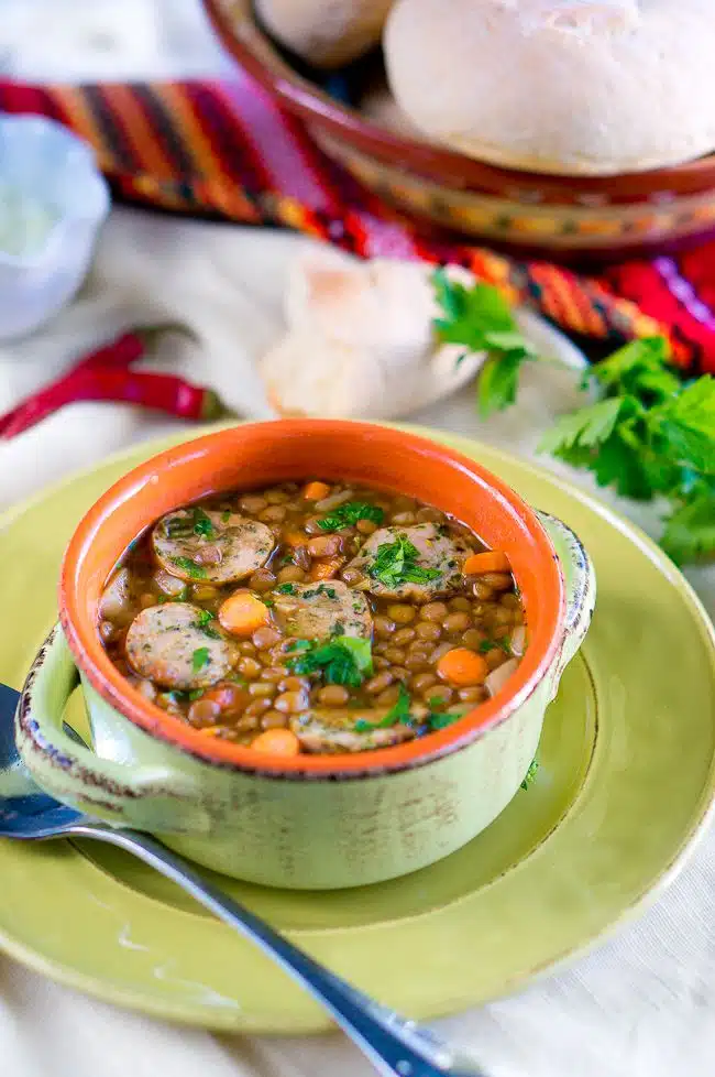 Italian Lentil Soup with Sausage - a hearty, flavorful, and comforting clean eating meal.