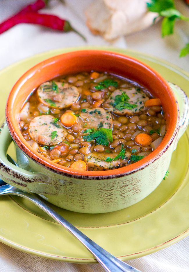 Italian Lentil Soup with Sausage Delicious Meets Healthy
