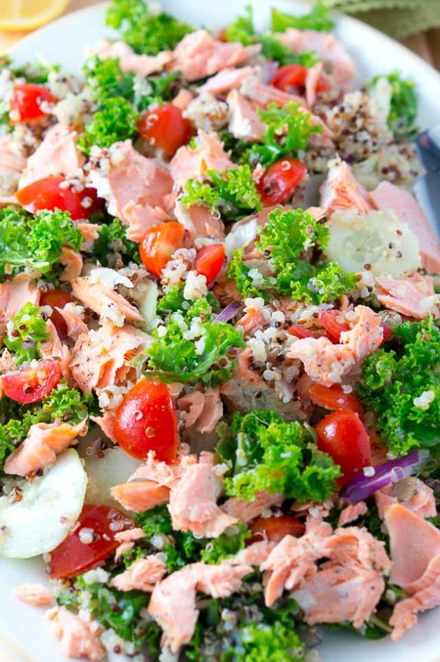 Salmon Quinoa and Kale Salad Delicious Meets Healthy