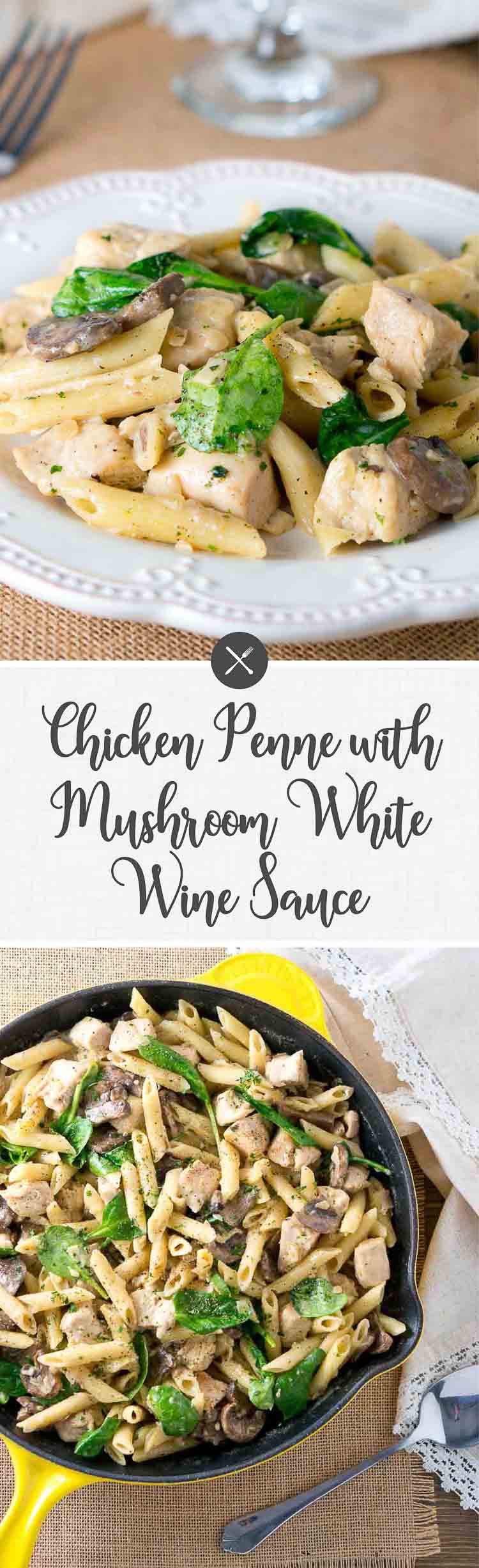 Chicken Penne with Creamy Mushroom Wine Sauce