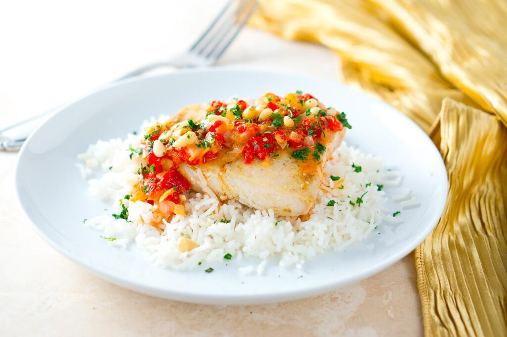 Mahi Mahi with Roasted Pepper Butter Sauce Delicious Meets Healthy