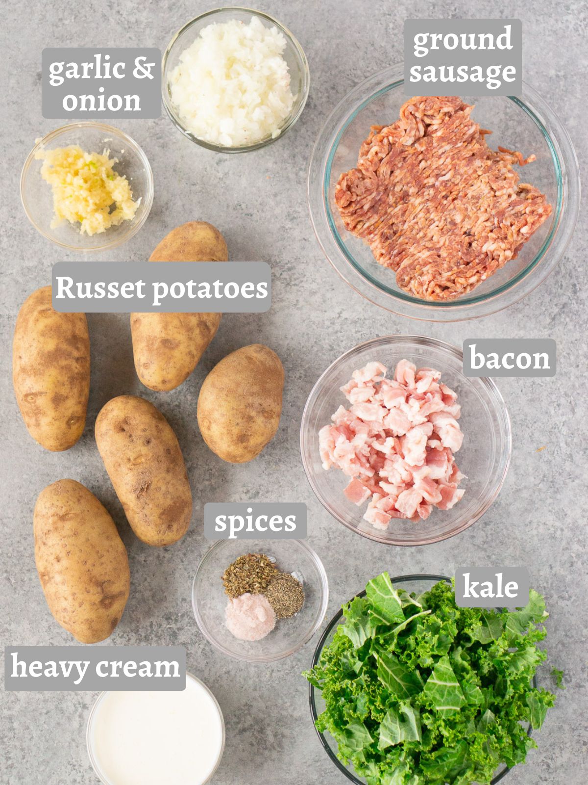 Ingredients for Zuppa Toscana