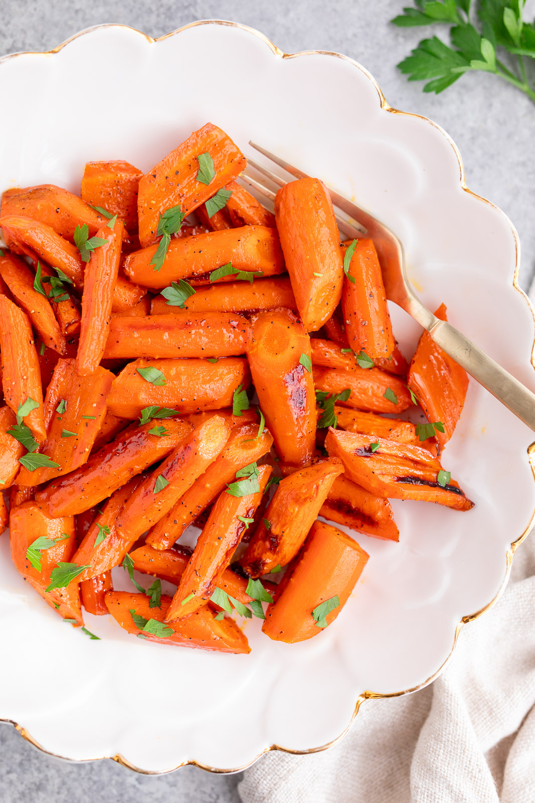 glazed roasted carrots with honey in a bowl