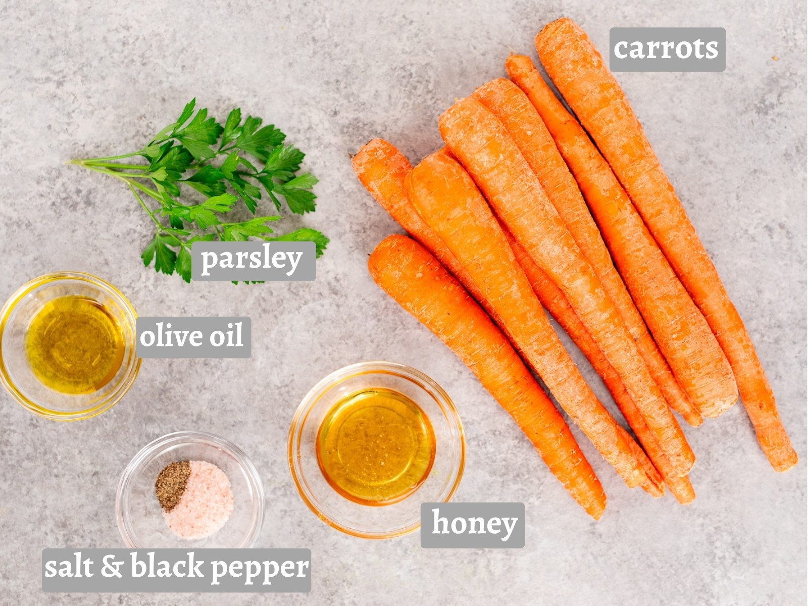 ingredients for roasted honey glazed carrots