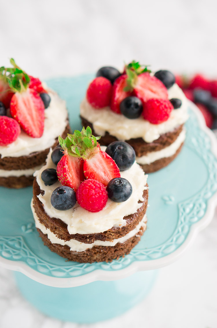 Patriotic Red White and Blue Mini Cakes