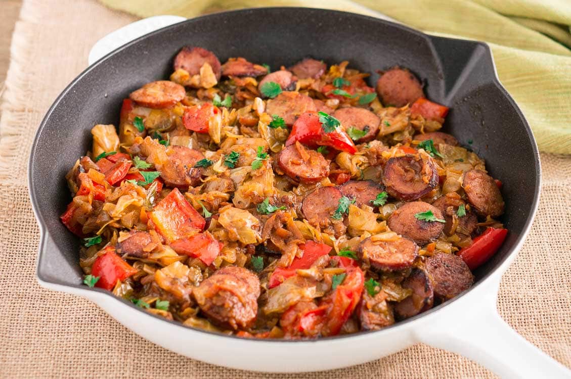 Sausage and Cabbage recipe cooked in the oven