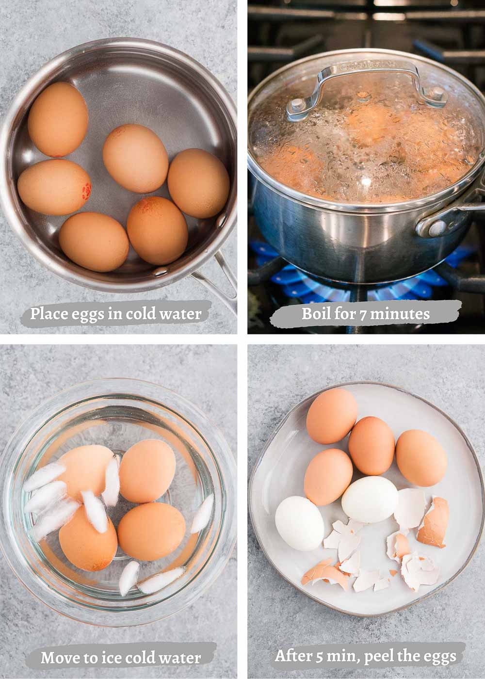 making hard boiled eggs - process shots