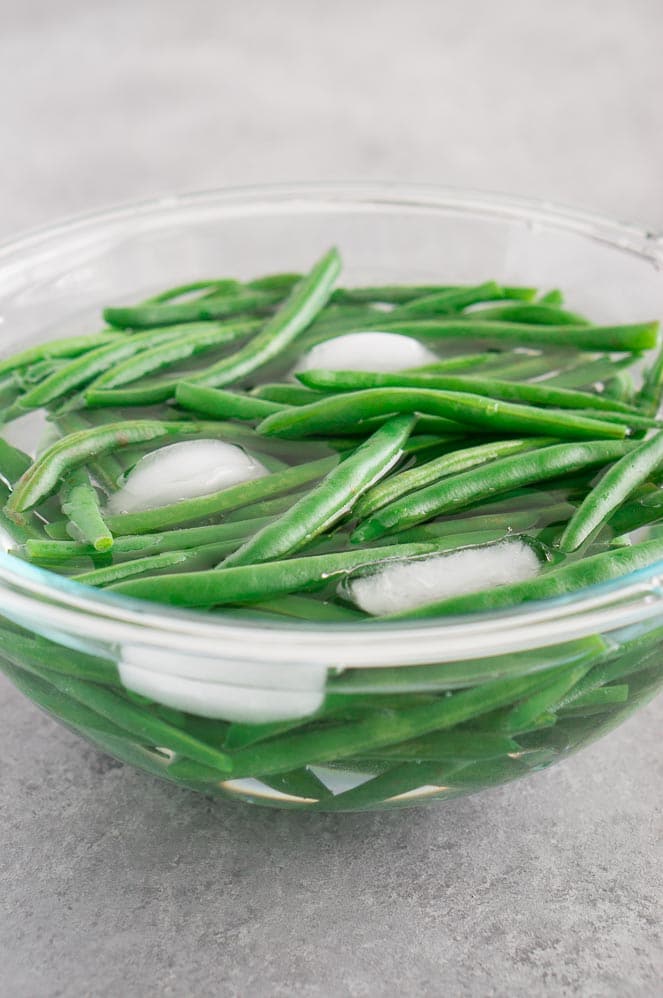 ice cold bath for green beans