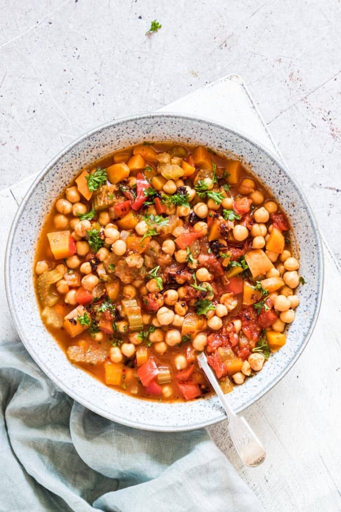 bowl of Moroccan chickpea stew