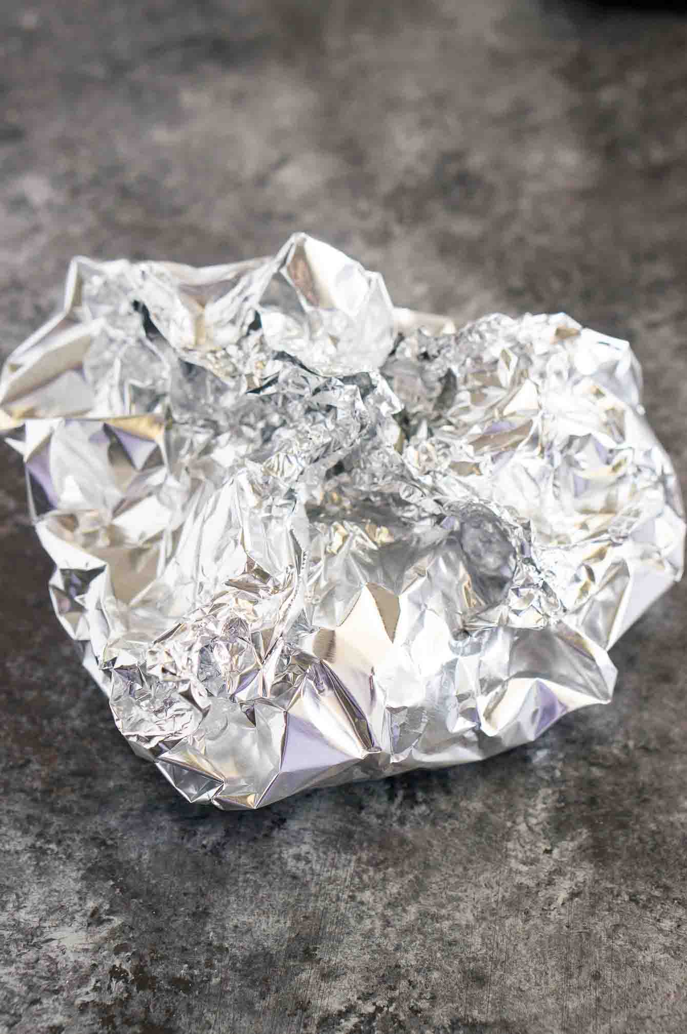 wrapped whole garlic bulbs in foil