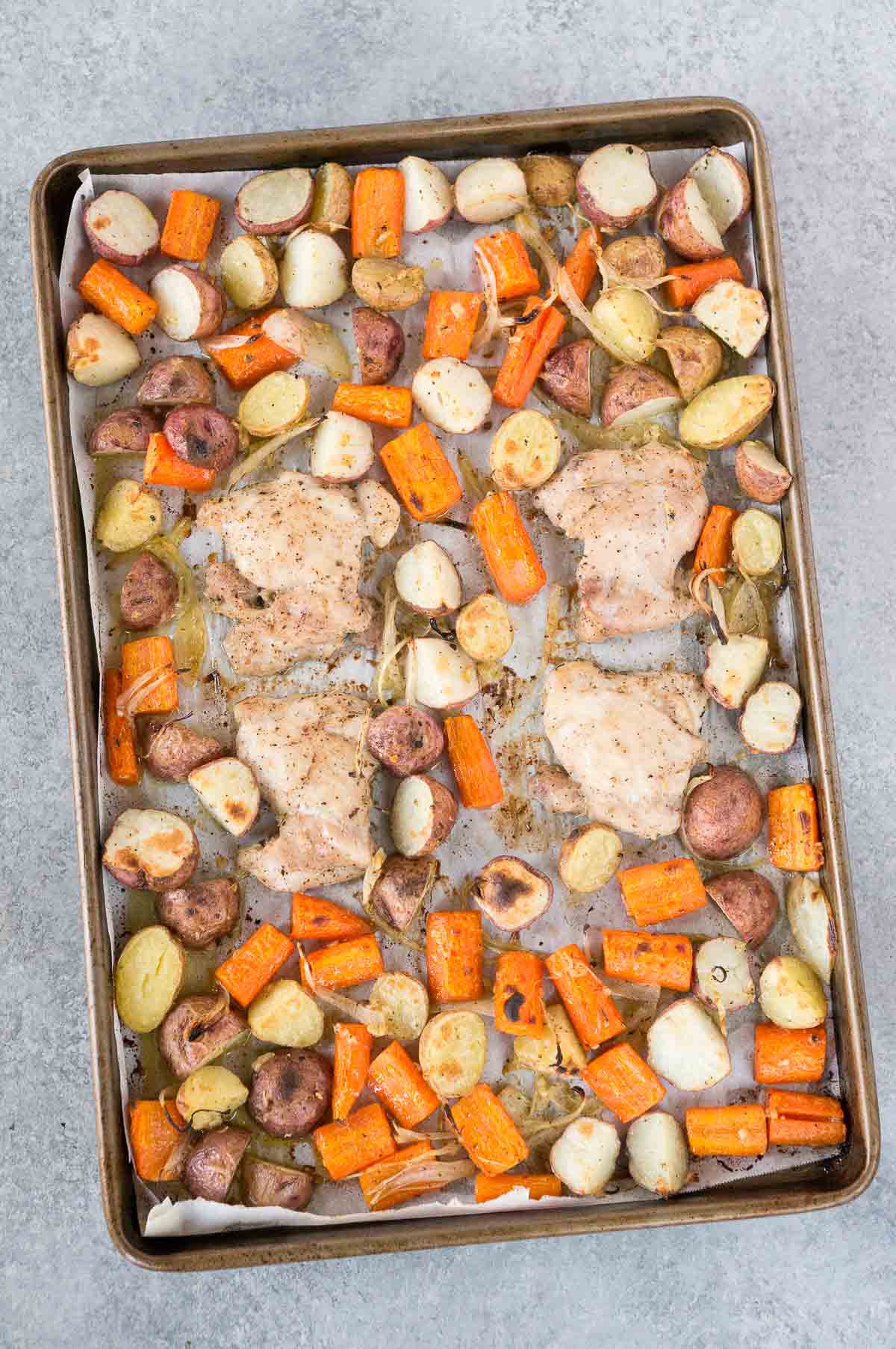 baked chicken and potatoes