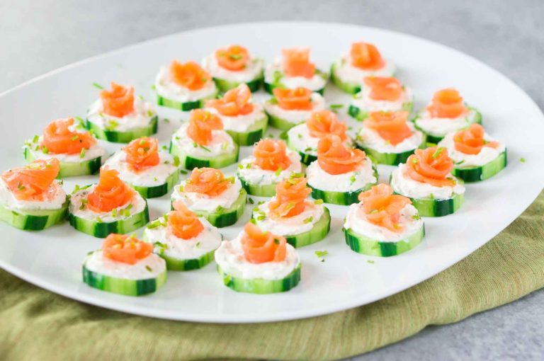 Smoked Salmon Cucumber Bites - Easy Appetizer - Delicious Meets Healthy