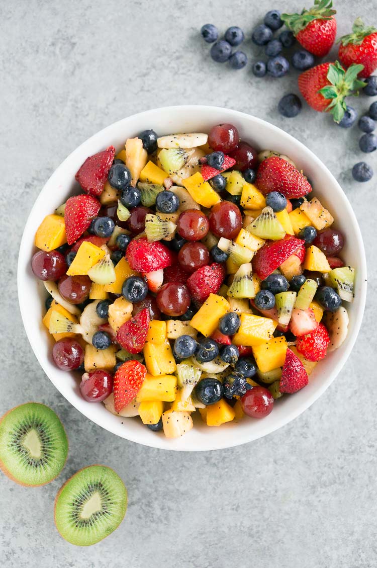 fruit salad with honey lime dressing
