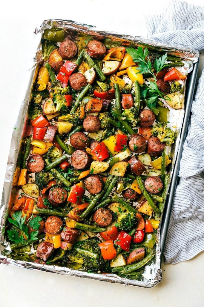 One Pan Healthy Sausage and Roasted Veggies - Meal Prep
