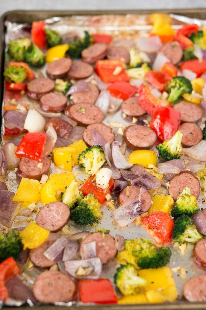 roasted vegetables and sausage recipe - low carb keto paleo whole30