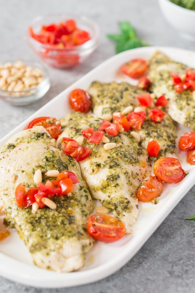 Pesto Chicken Recipe Recipe (30 Minutes) Delicious Meets Healthy