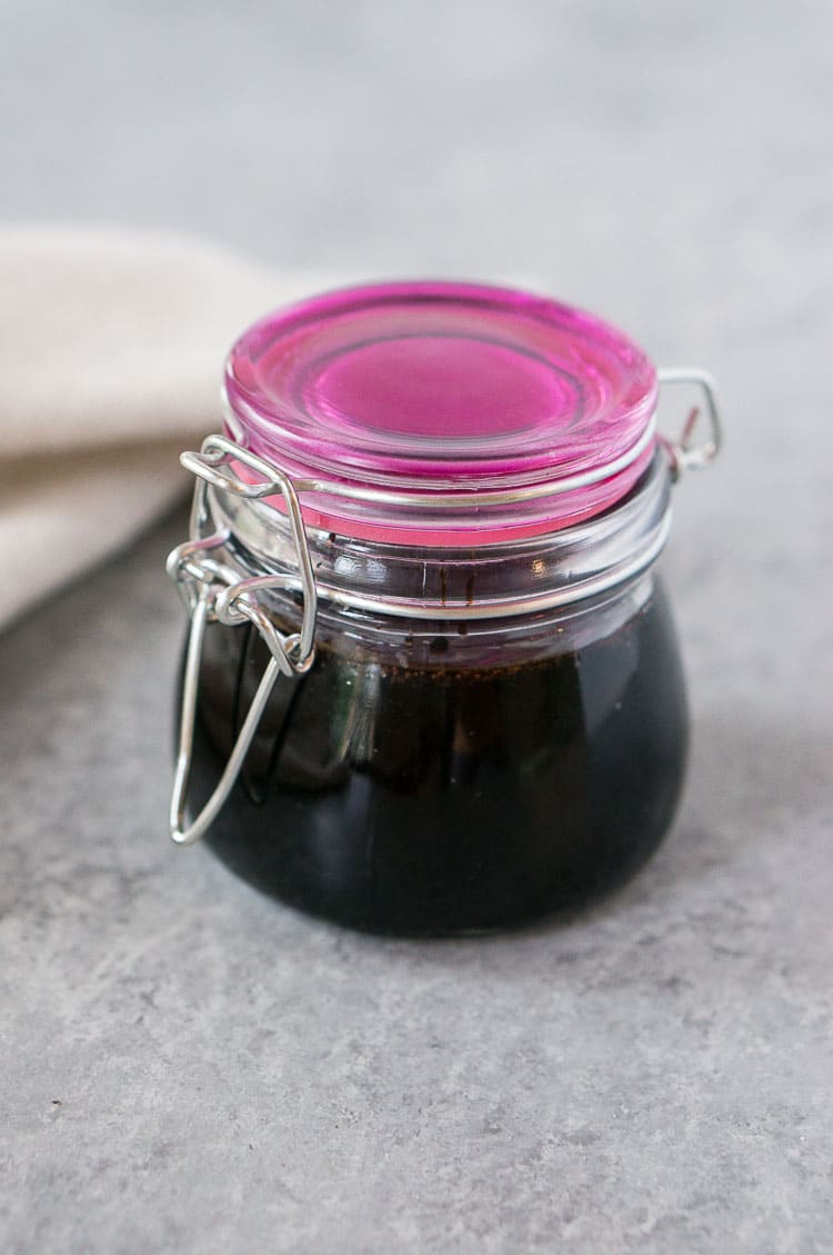 balsamic reduction stored in an air-tight glass jar