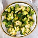 roasted broccoli served in a bowl
