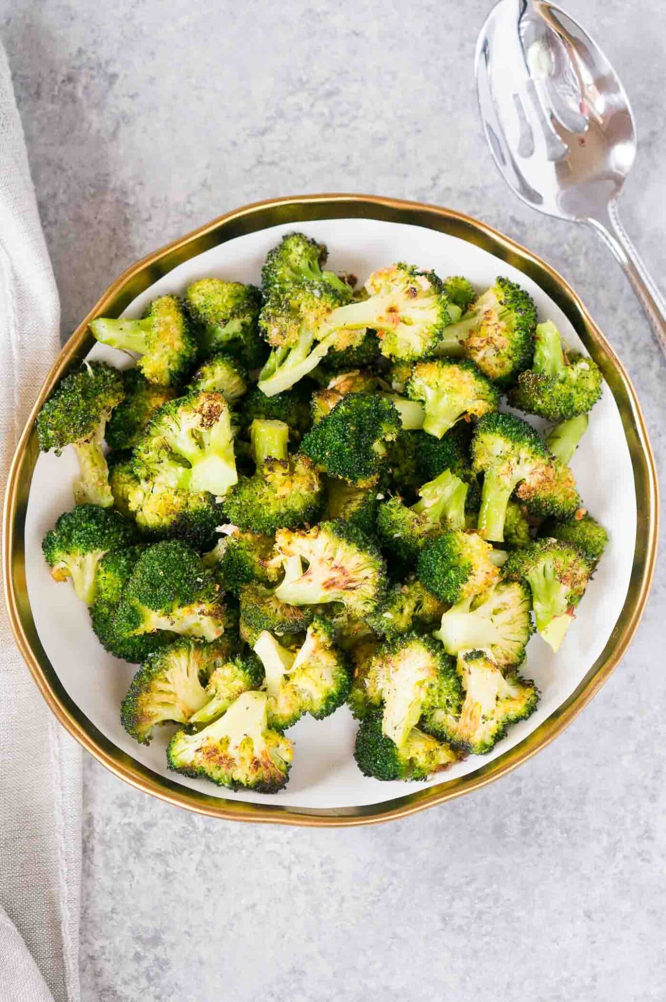 baked broccoli in a bowl