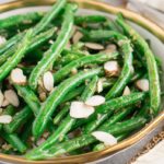 green beans almondine for thanksgiving in a bowl
