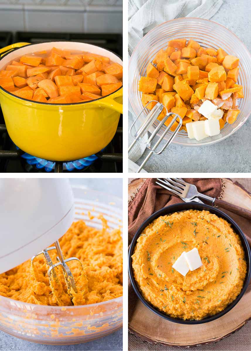 how to make mashed sweet potatoes - step by step pictures