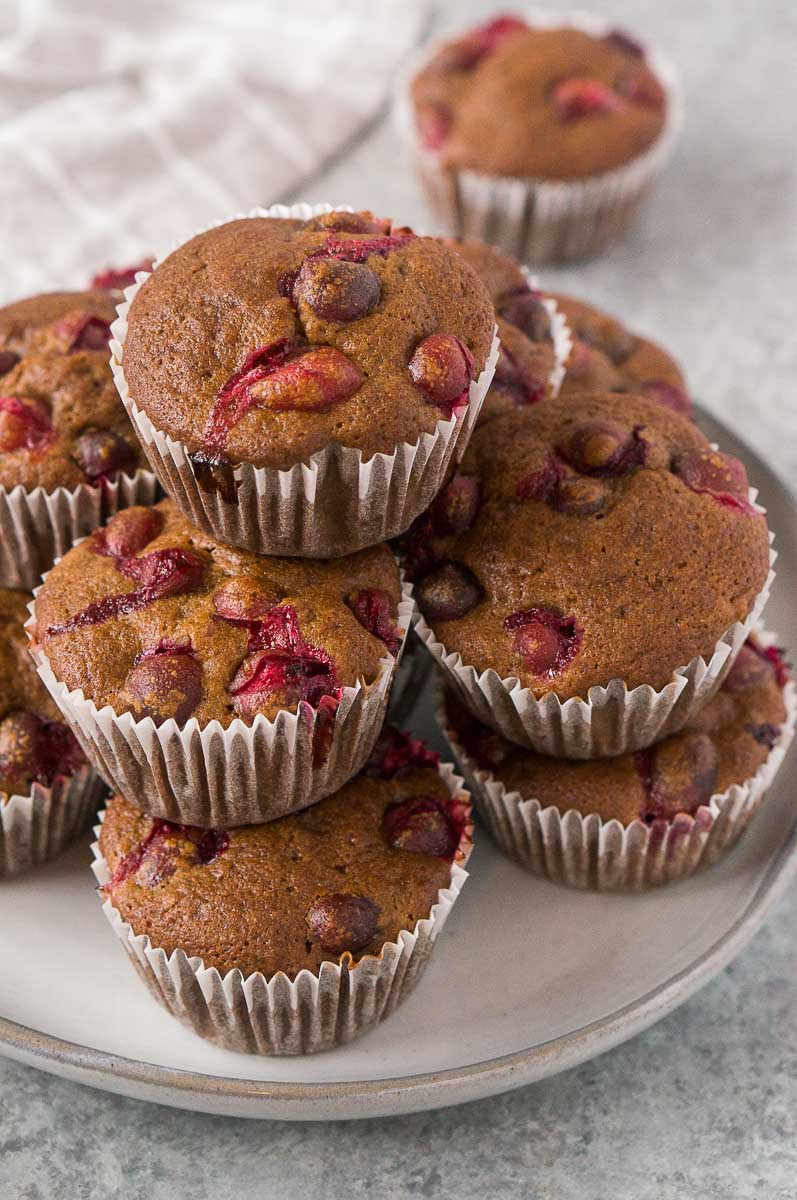 orange cranberry muffins on a plate