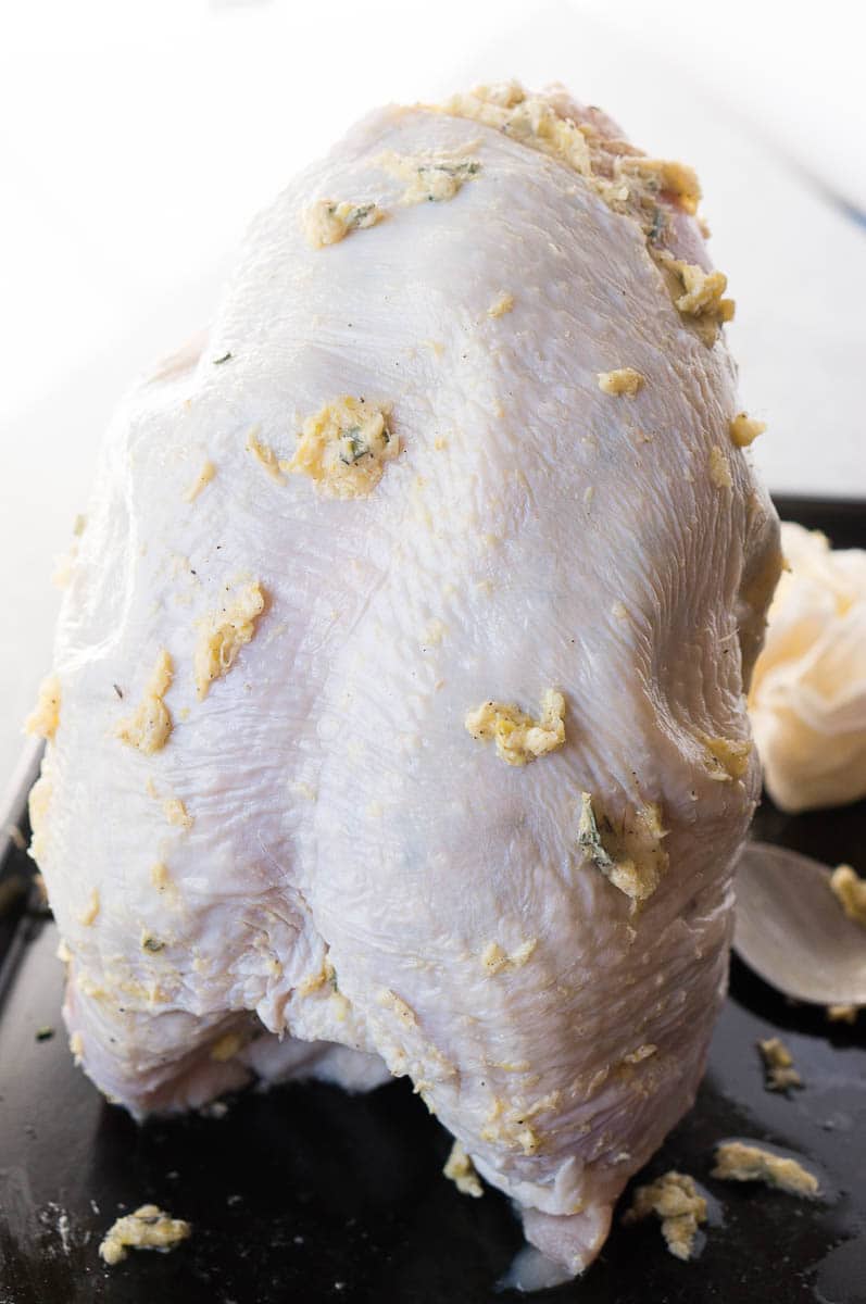 spread out butter under and over turkey skin