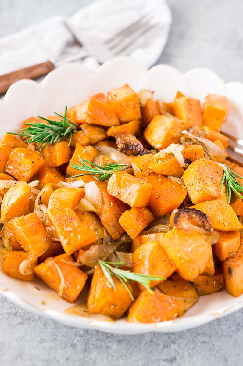 rosemary roasted sweet potatoes and onions