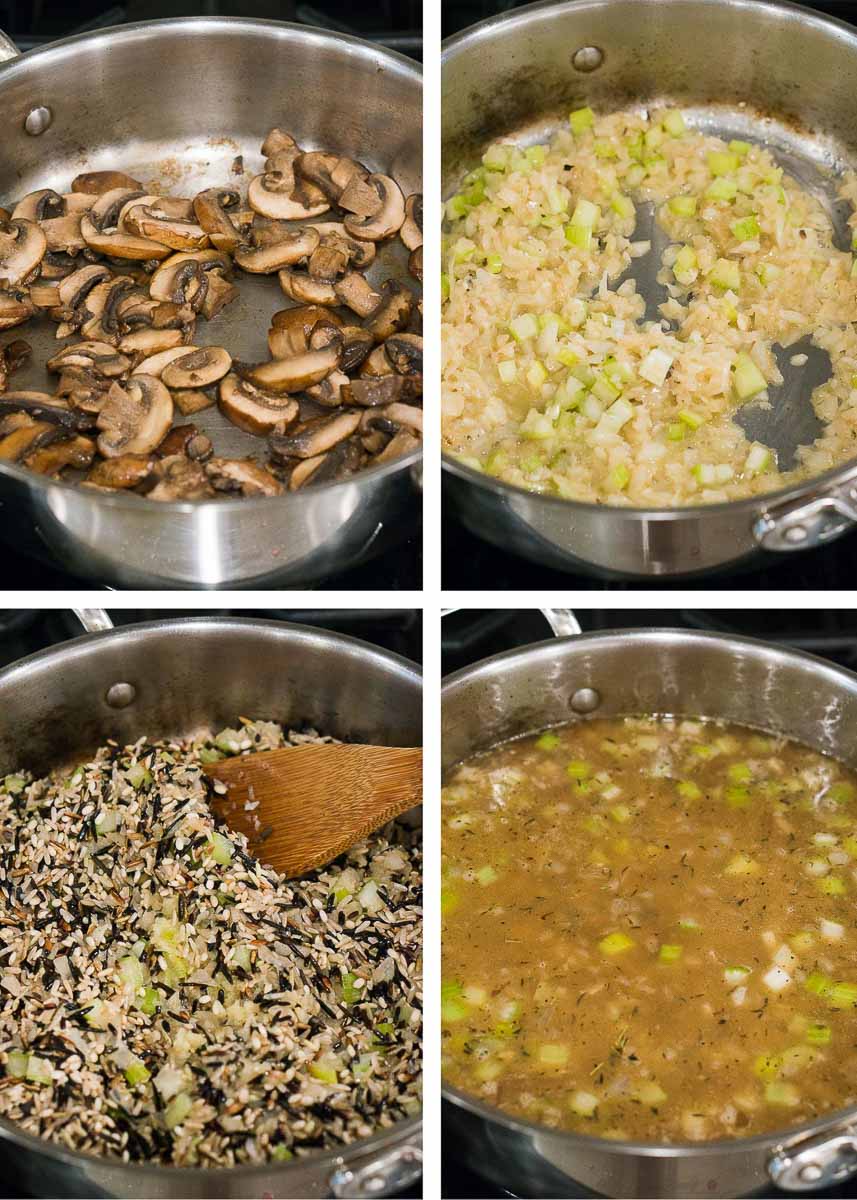 how to make wild rice pilaf with mushrooms for thanksgiving - step by step pictures