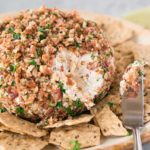 classic bacon pecan cheese ball recipe served with crackers