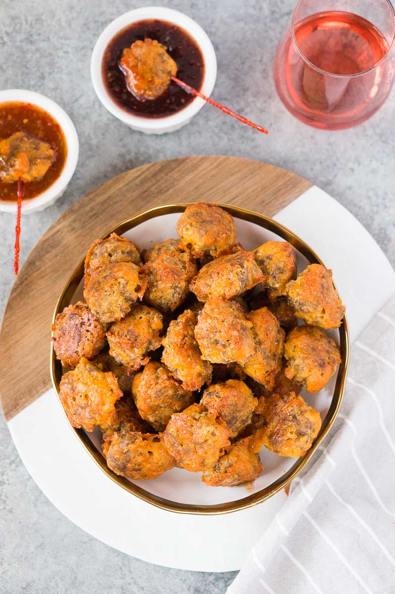 easy sausage balls served with dip