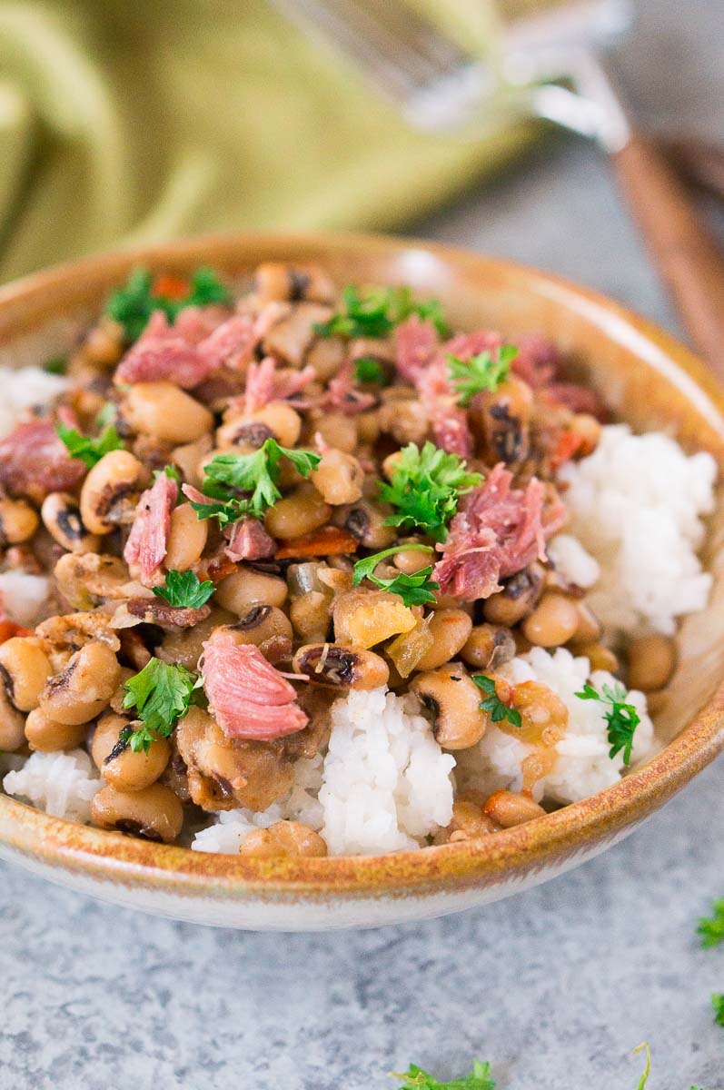 Instant Pot black eyed peas and rice in a bowl