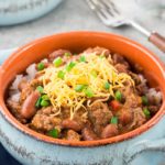 best beef chili in a clay bowl