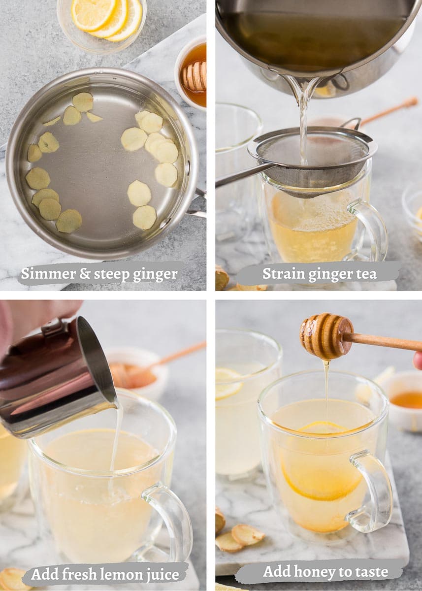 process shots of making ginger tea