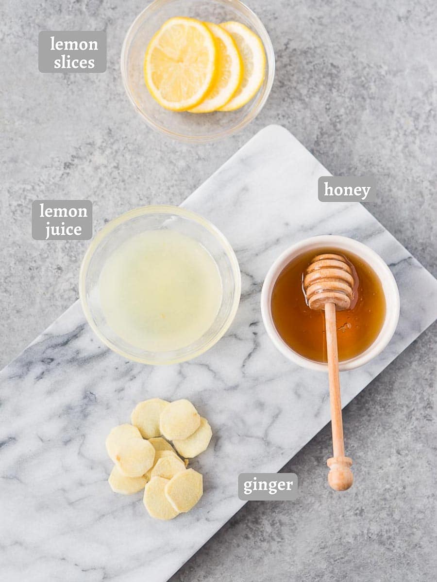 ingredients for lemon ginger tea