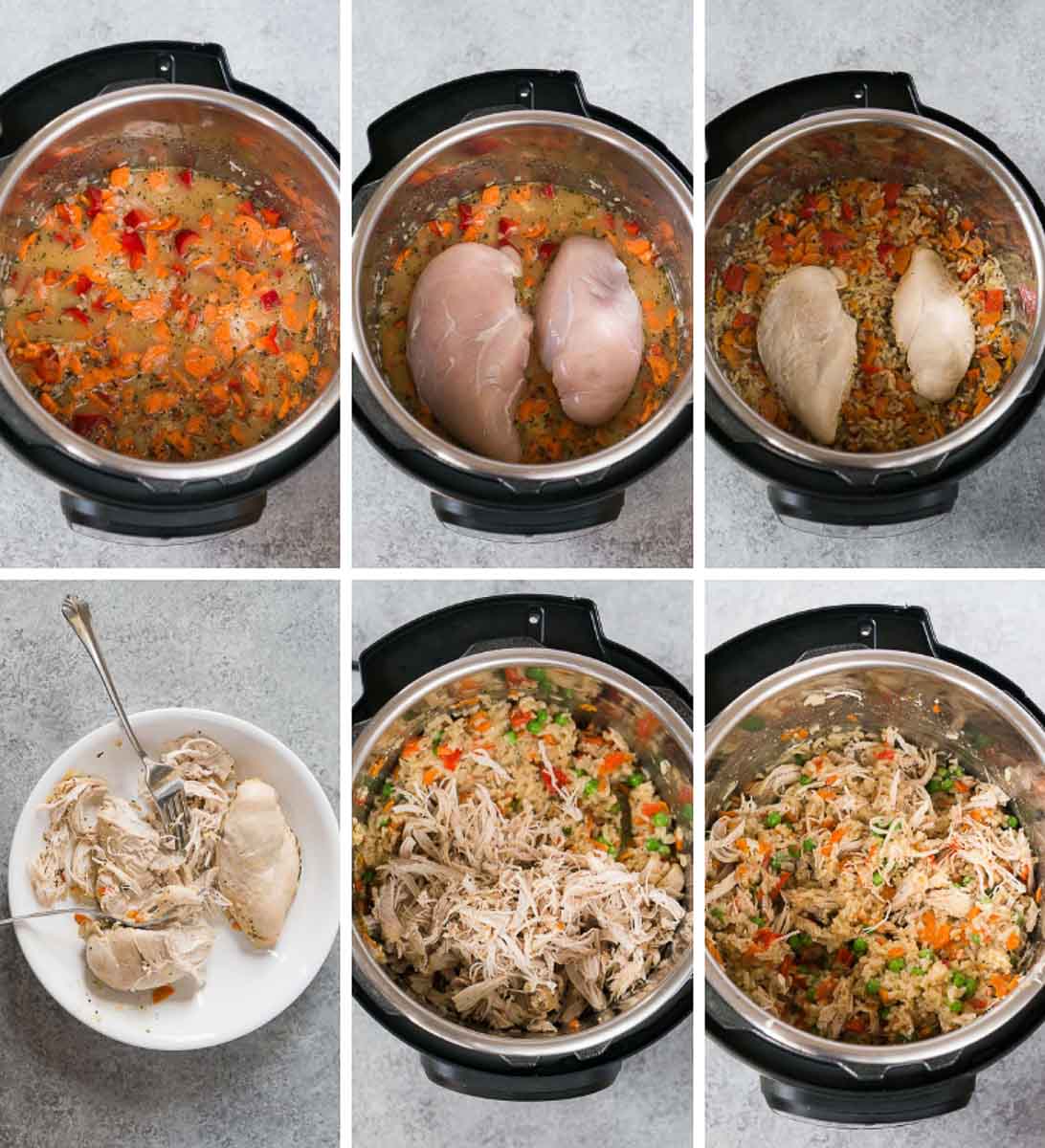 how to make chicken and rice in the pressure cooker - process shots