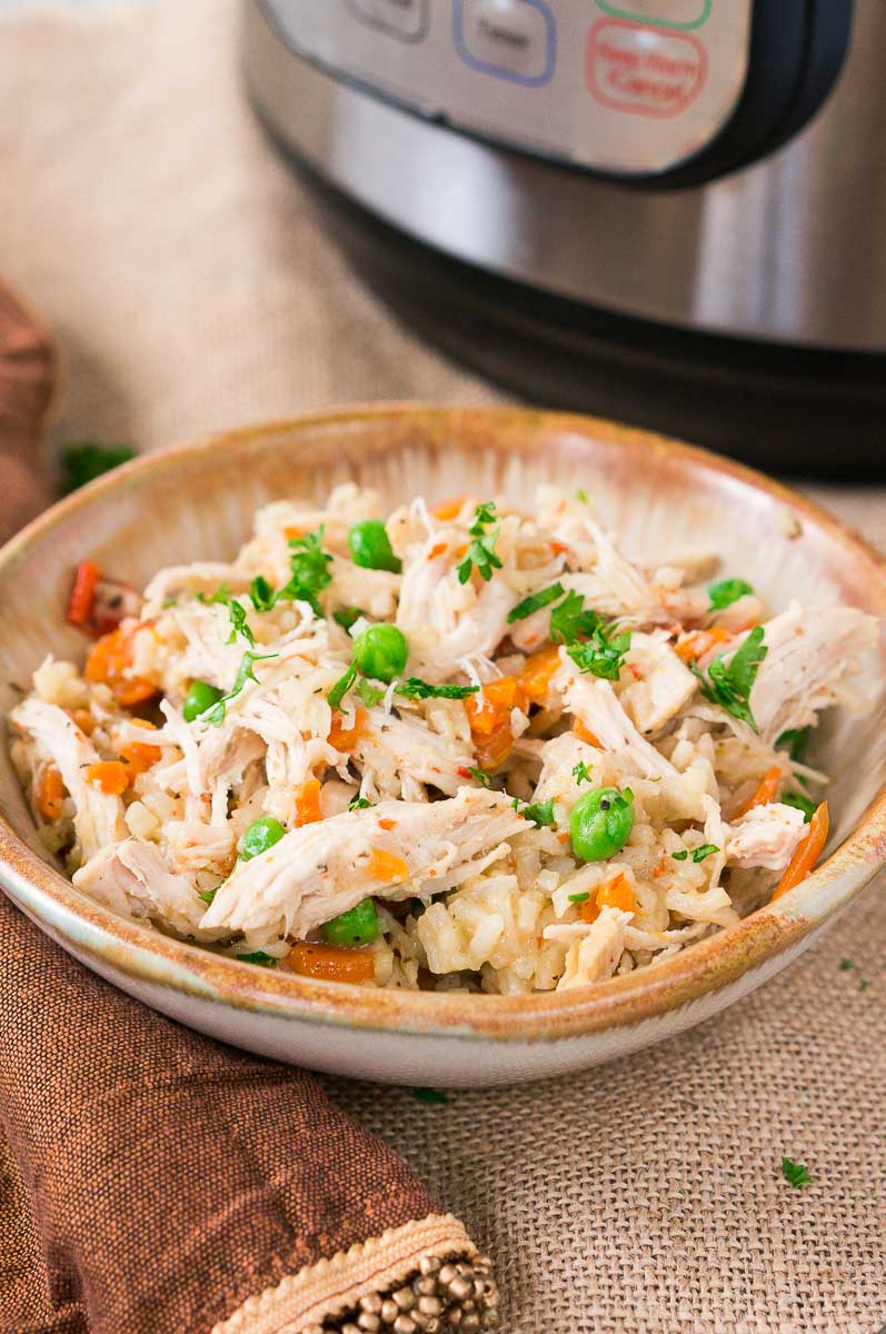 instant pot chicken and rice served in a bowl