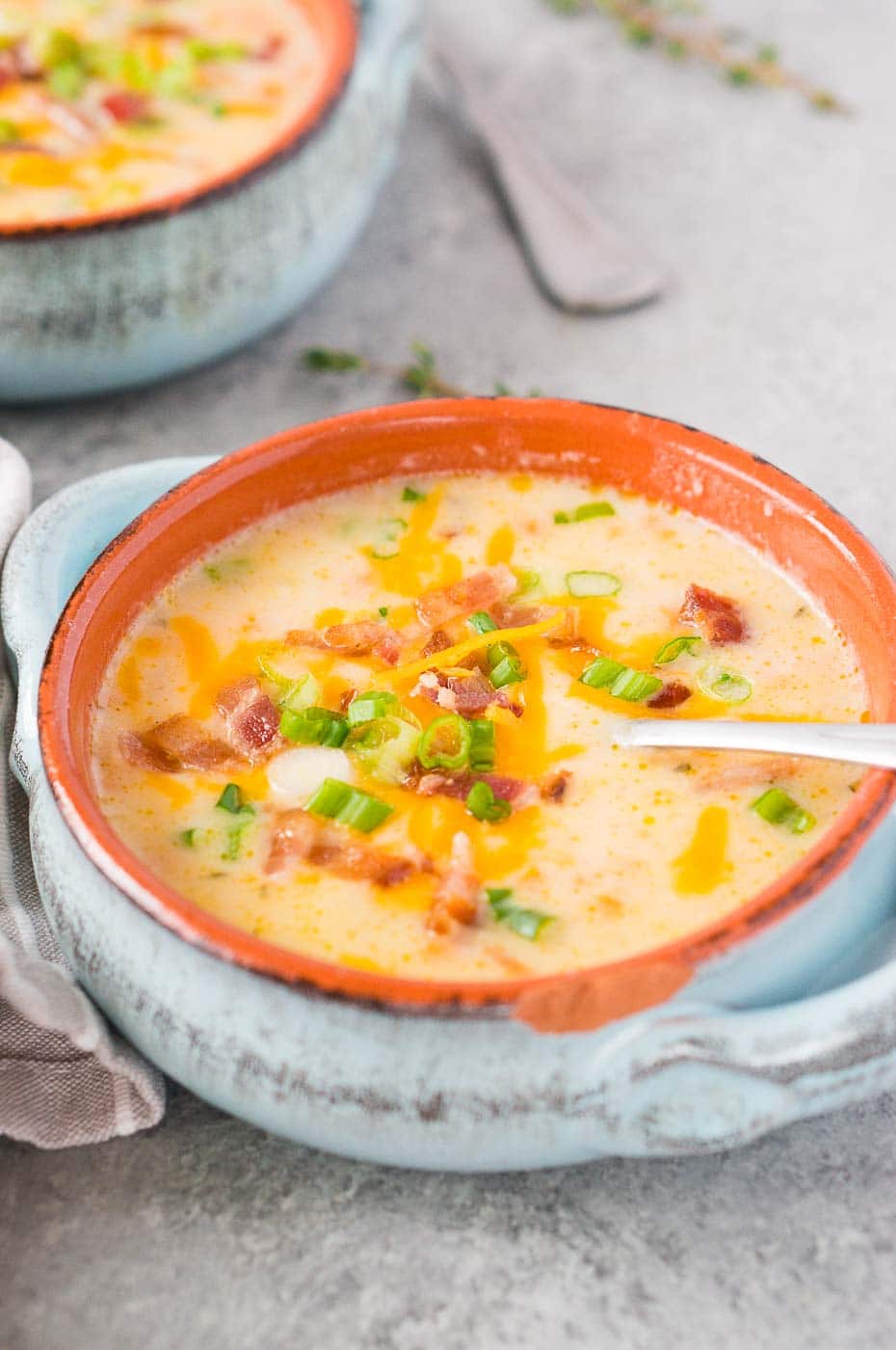 instant pot potato soup served in a bowl