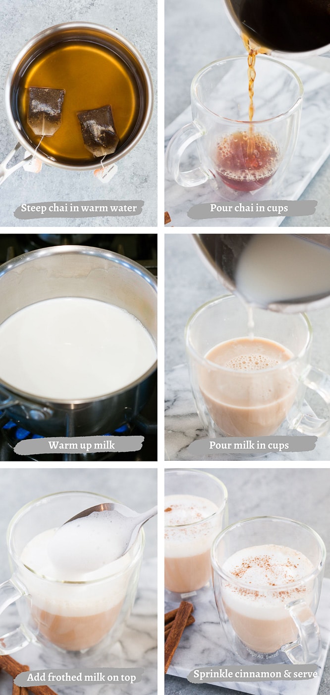 how to make chai tea latte - process shots