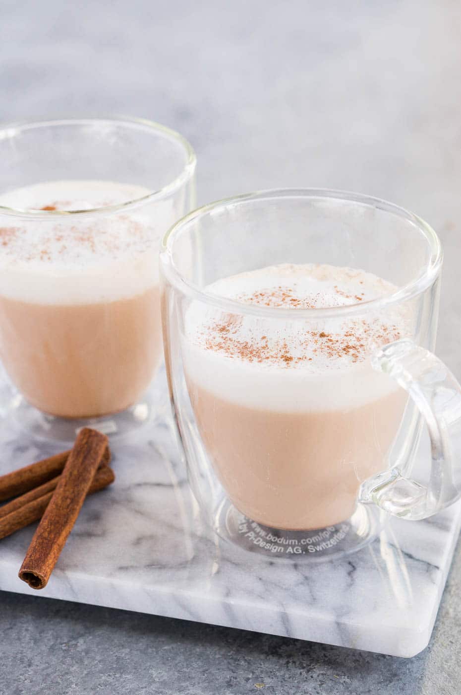Chai Latte in two glass cups