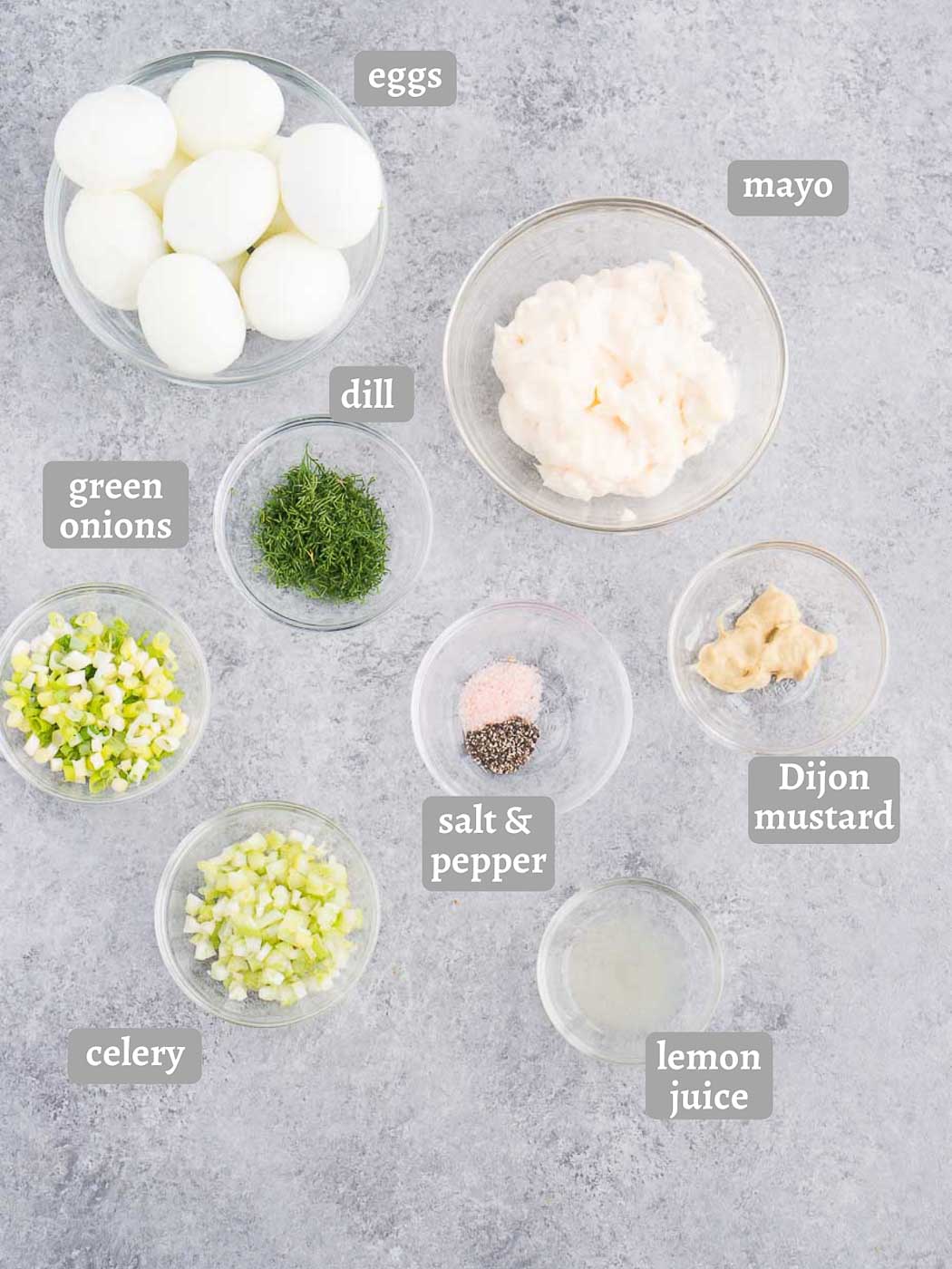 ingredients for egg salad sandwich