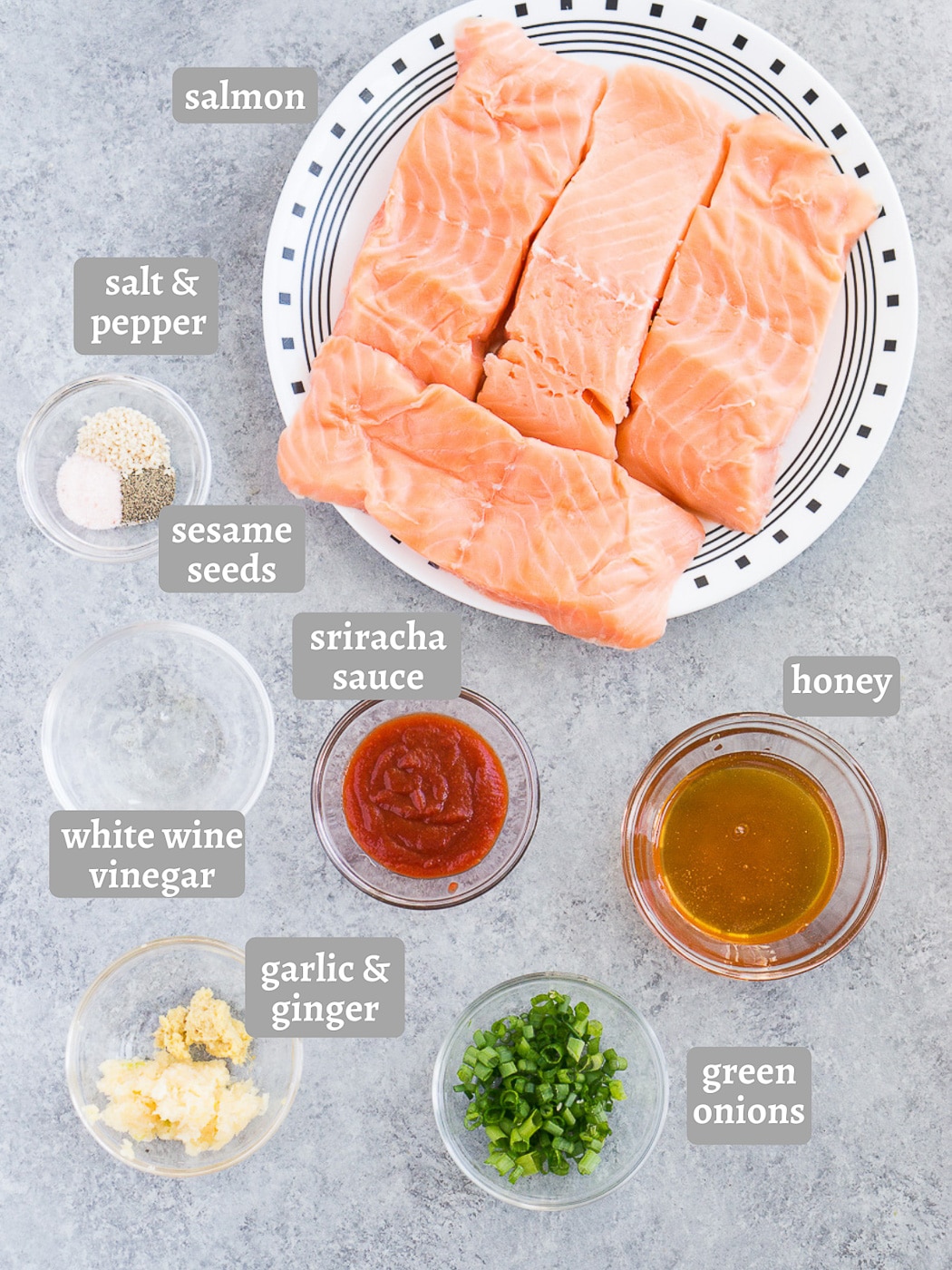 ingredients for honey sriracha salmon
